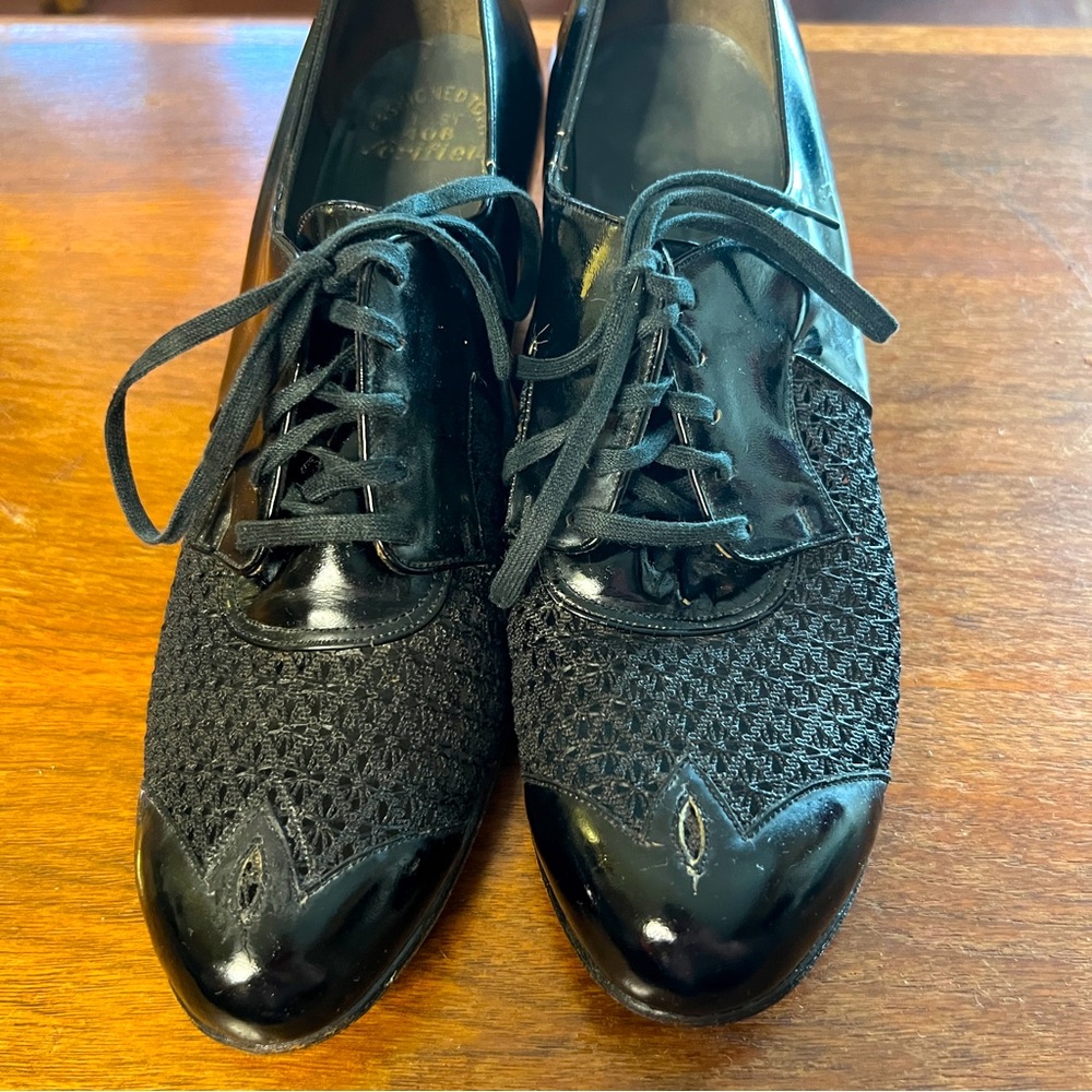 Vintage 1940s Patent Leather and Mesh Shoes